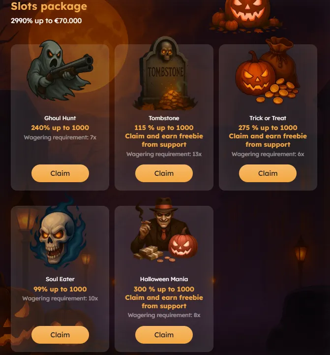 mania casino halloween offers